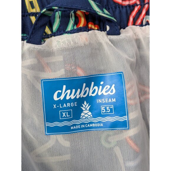 Chubbies Swim Trunks XL Neon Lights Flamingos Shorts 5.5 Tropical Beach Liner - Picture 3 of 14
